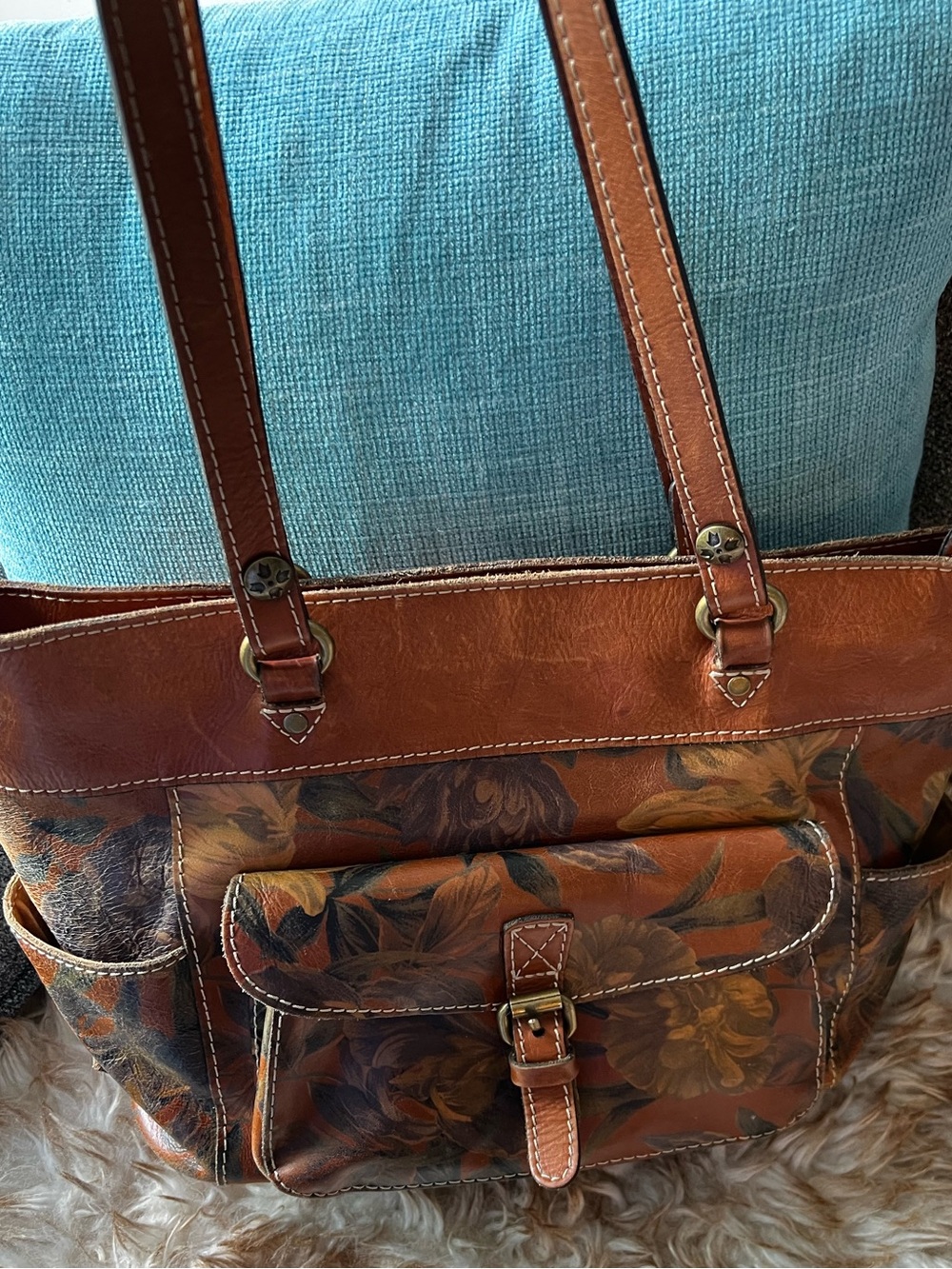 Patricia Nash floral and leather handbag
